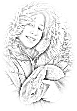 A line art image of Nicole Tank as created by dad (James Tank)